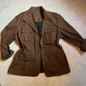 Nautica twill belted utility jacket in tobacco brown size 14